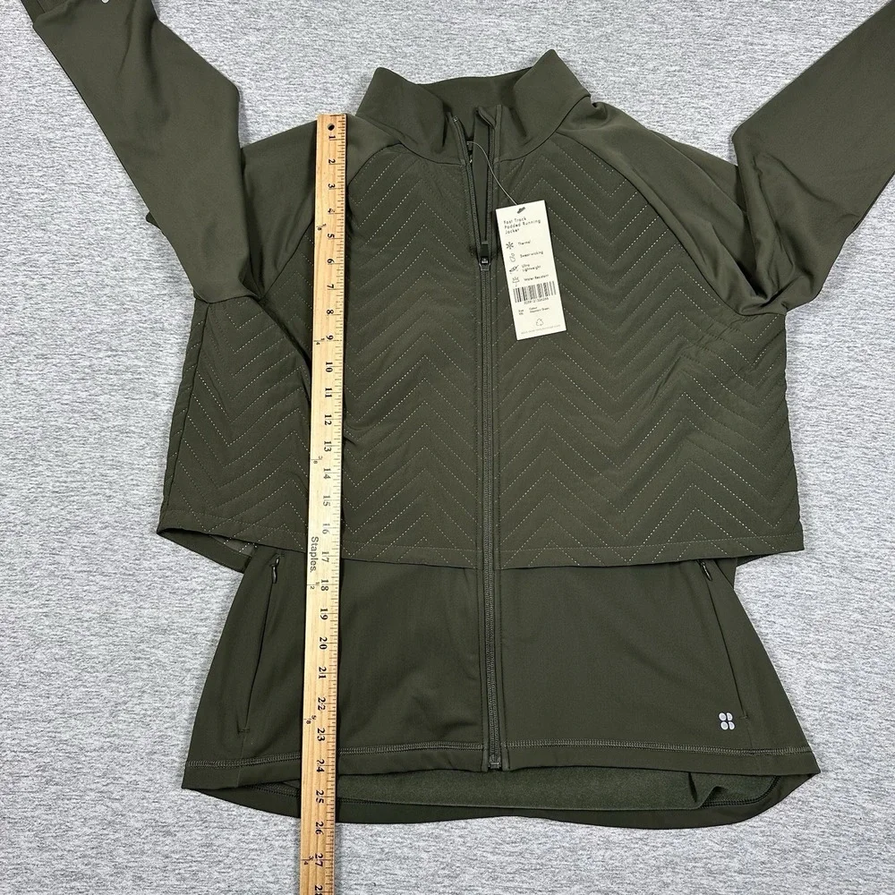 Sweaty Betty Fast Track Padded Running Jacket Womens XXL Green Full Zip NEW